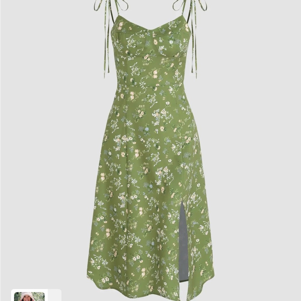 Cider Green Floral Midi Dress